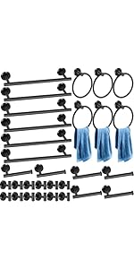 Blulu 30 Pcs Bathroom Hardware Set, Stainless Steel Towel Bar Set Includes 16 Inch Towel Bar, Hook, Ring, Toilet Paper Holder Wall Mounted Bathroom Accessories (Brushed Nickel)