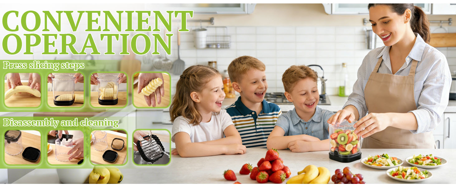 Hendiy Strawberry Slicer with Stainless Blades | Egg & Fruit Slicer Cup for Banana, Cucumber, Mushroom | ABS Detachable Kitchen Gadget - Precision Berry Cutter Tool (Black, 1-Pack)