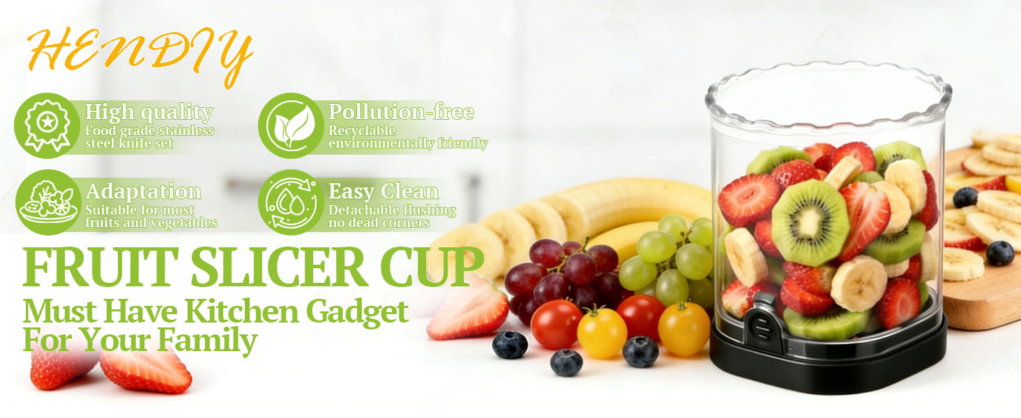 Hendiy Strawberry Slicer with Stainless Blades | Egg & Fruit Slicer Cup for Banana, Cucumber, Mushroom | ABS Detachable Kitchen Gadget - Precision Berry Cutter Tool (Black, 1-Pack)