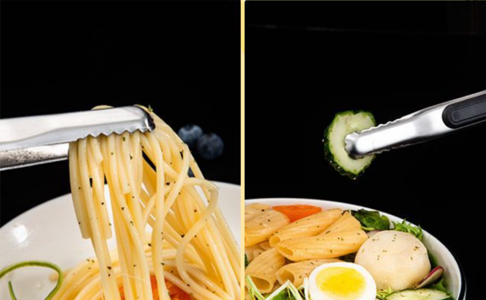 10 Pack Stainless Steel Kitchen Tong, 10 inch Heavy Duty Serving Tong with Heat-Resistant Handle, Grill Clamp Beefsteak Clip in 10 Colors for Cooking, BBQ, Meat, Salad, Ice