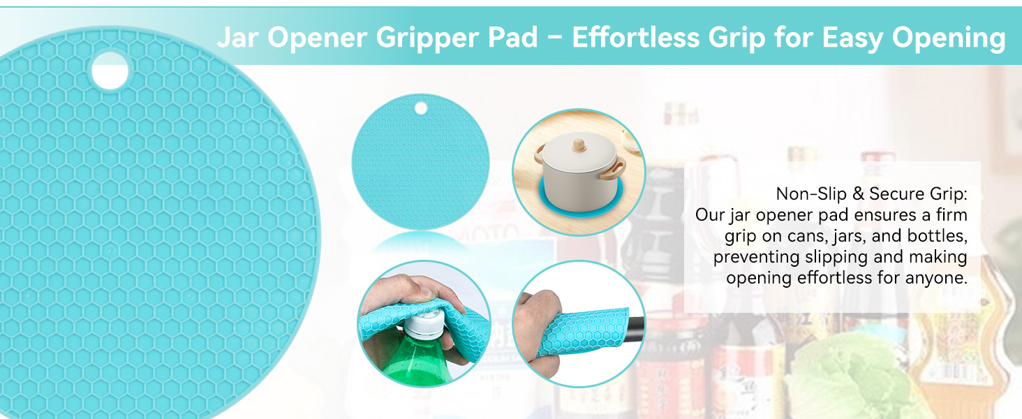 Jar Opener 3-Piece Set for Seniors with Arthritis, Multi-Function Can and Bottle Opener for Weak Hands, Ergonomic Non-Slip Kitchen Tool Set, Easy-to-Use, Thoughtful Gift for Elderly