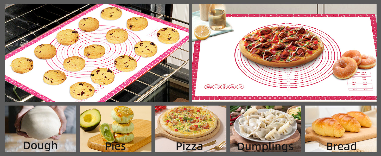 Silicone Pastry Mat Dough Baking Bread Sourdough Fondant Pie Dough Pizza,Silicone Baking Mat Cookie Sheet for Kitchen Counter with Measurements 28x20