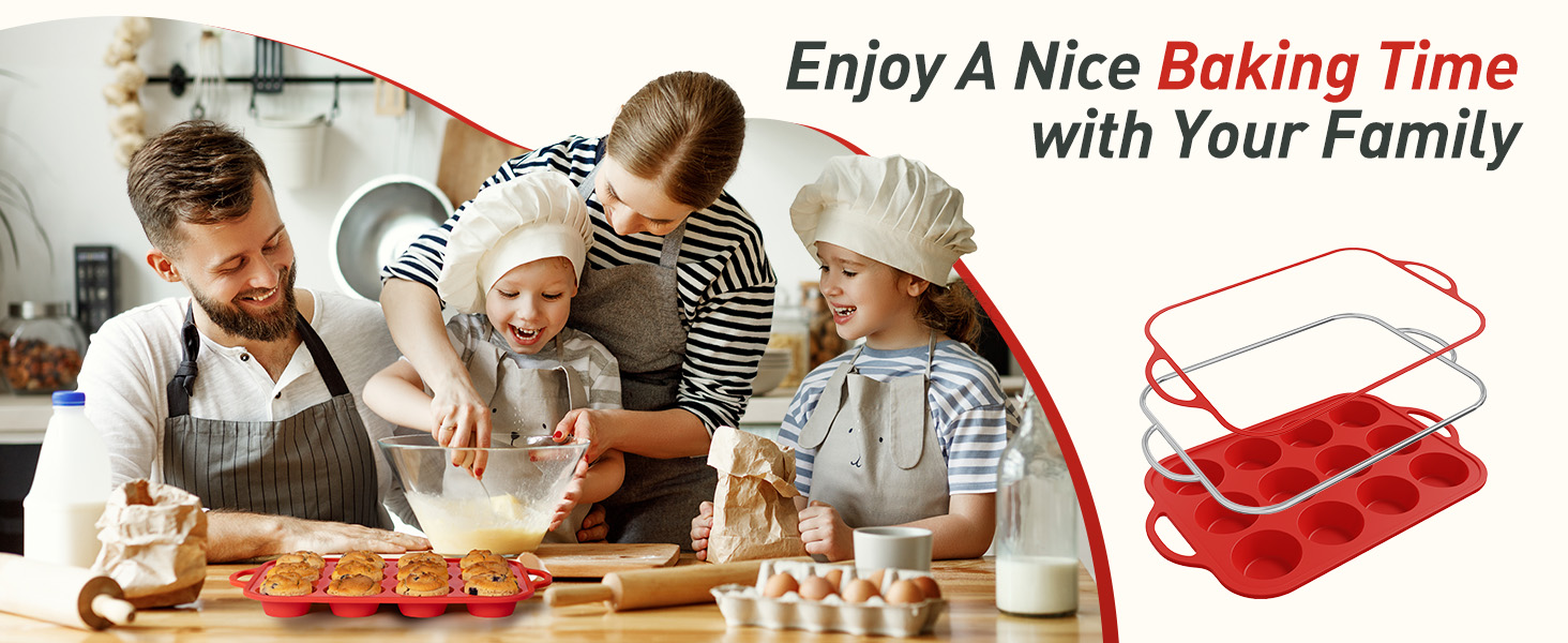 2 Packs 12 Cups Silicone Muffin Pan for Baking with Metal Reinforced Frame Regular Size Cupcake Pan Tray Egg Bites Silicone Cookie Molds Muffin Tin Tart Pans Sheet Set for Oven Dishwasher Safe