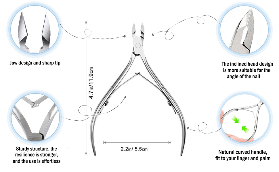 5 Packs Cuticle Trimmer, Cuticle Nippers Professional Stainless Steel Cuticle Cutter Clippers Cuticle Remover, Pedicure Manicure Tools for Fingernails and Toenails