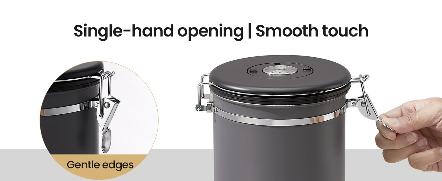 Veken Coffee Canister, 39OZ Large Christmas Coffee Lovers Gift Basket Set,Airtight Stainless Steel Food Storage Kitchen Container Gifts for 2.2lbs Beans, Ground, Sugar, Tea, Flour, Cereal,Scoop,Black