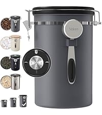 Veken Coffee Canister, 39OZ Large Christmas Coffee Lovers Gift Basket Set,Airtight Stainless Steel Food Storage Kitchen Container Gifts for 2.2lbs Beans, Ground, Sugar, Tea, Flour, Cereal,Scoop,Black