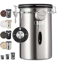 Veken Coffee Canister, 39OZ Large Christmas Coffee Lovers Gift Basket Set,Airtight Stainless Steel Food Storage Kitchen Container Gifts for 2.2lbs Beans, Ground, Sugar, Tea, Flour, Cereal,Scoop,Black