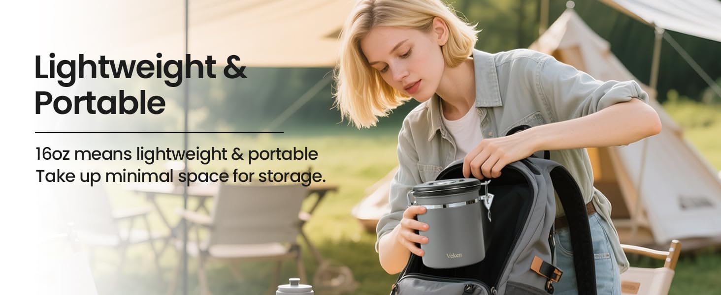 Veken Coffee Canister, 39OZ Large Christmas Coffee Lovers Gift Basket Set,Airtight Stainless Steel Food Storage Kitchen Container Gifts for 2.2lbs Beans, Ground, Sugar, Tea, Flour, Cereal,Scoop,Black