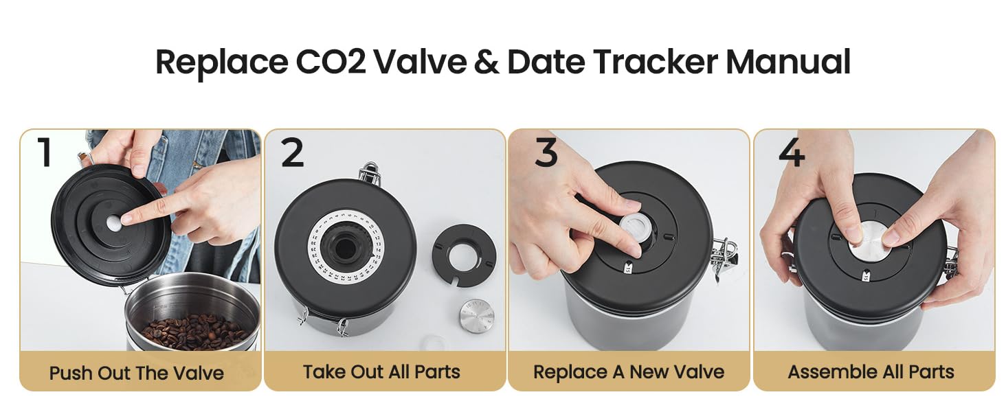 Veken Coffee Canister, 39OZ Large Christmas Coffee Lovers Gift Basket Set,Airtight Stainless Steel Food Storage Kitchen Container Gifts for 2.2lbs Beans, Ground, Sugar, Tea, Flour, Cereal,Scoop,Black