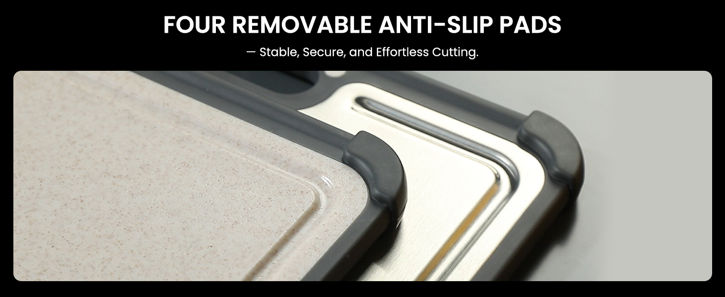 Premium 316 Stainless Steel Cutting Board for Kitchen Extra Large 16.9" x 11.8" Best Non-Toxic Chopping Board for Meat Food-Grade Metal & Eco-Friendly Wheat Straw Dual-Sided Healthy Kitchen Essential