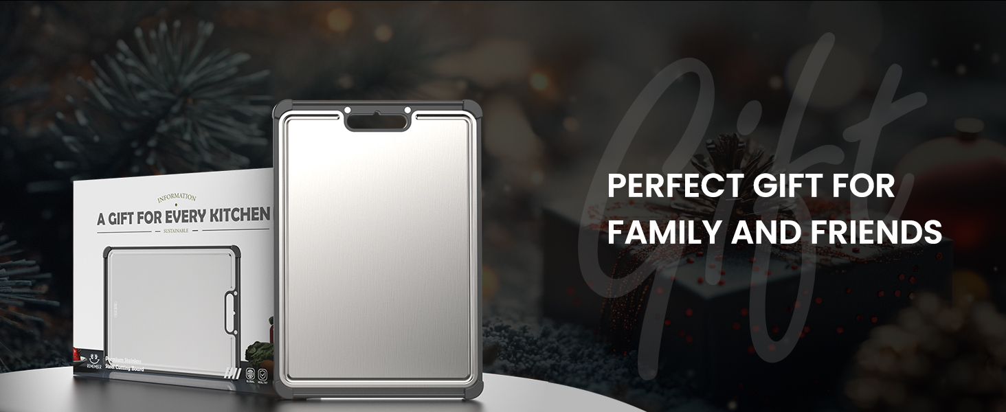 Premium 316 Stainless Steel Cutting Board for Kitchen Extra Large 16.9" x 11.8" Best Non-Toxic Chopping Board for Meat Food-Grade Metal & Eco-Friendly Wheat Straw Dual-Sided Healthy Kitchen Essential