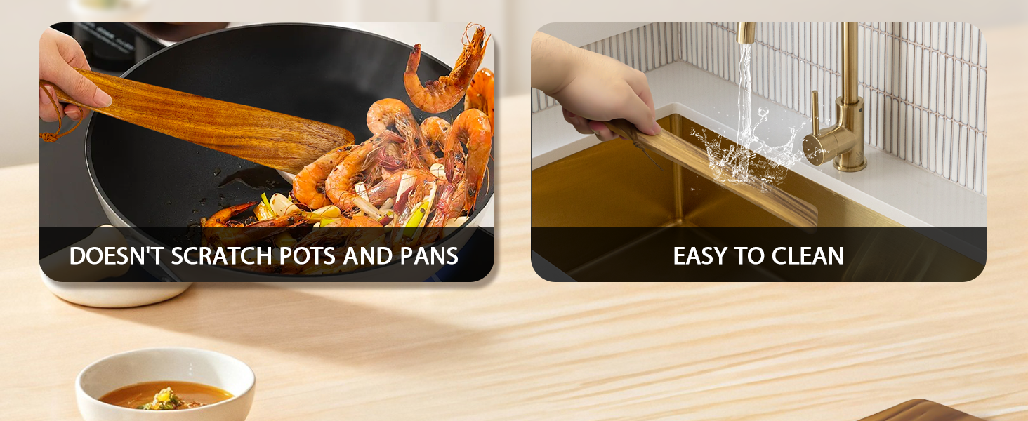 Teak Wood Spatula for Cooking,12.2 Inch Flat Wooden Spatula for Cast Iron,Wood Cooking Utensil,Spatulas Perfect for Flipping,Serving,Scraping,Turning. Set Of 2