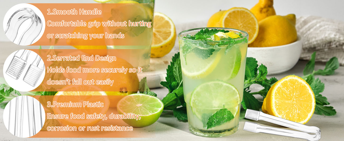 PEASUG 10 PCS Plastic Serving Tongs, Disposable Plastic Tongs, Clear Kitchen Small Serving Utensils for Serving for Party Food Buffet Appetizer Salad Catering Ice, 6.3 Inches