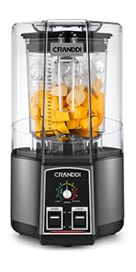 CRANDDI Commercial Blender, 2200W Countertop Blenders with Removable Shield, Quiet Smoothie Blender for Shakes and Ice Crushing, 52oz, 38000 RPM Professional Blenders for Kitchen, K80 (Black)