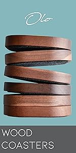 Wood Coaster for Drinks, Set of 6, Squircles Absorbent and Insulation Felt Stackable Cup Holders, Coasters for Wooden Table, Designed by S1EGAN