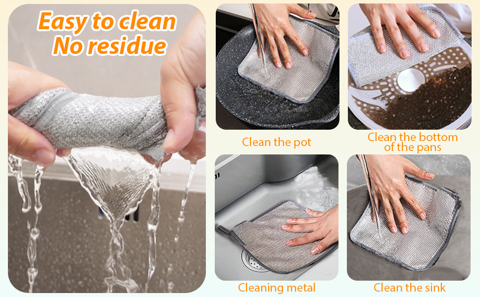 2025 New Multipurpose Wire Dishwashing Rags for Wet and Dry, Metal Scrubbing Pads Sponge Cloths Towels Clean, Non-Scratch Wire Dishcloth for Home Kitchen Dishes, Sinks (5 Pcs)