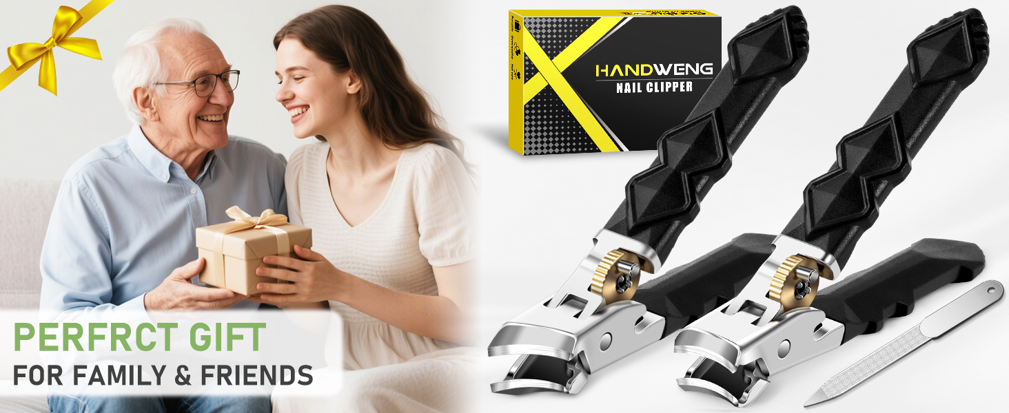 Toenail Clippers for Thick Toenails, Wide Jaw Opening Nail Clippers for Men, Heavy Duty Ingrown Toenail Clippers Nail Cutters, Ultra Sharp Slanted Nail Clippers with Long Handle