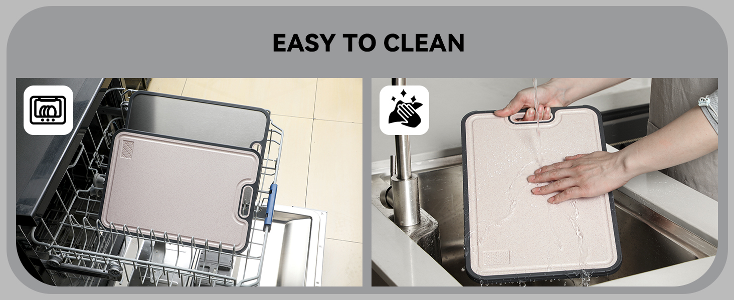 Titanium Cutting Board, Double Sided Cutting Boards for kitchen, Pure Titanium and Wheat Straw PP, Food-Grade, non Toxic - Easy to Clean