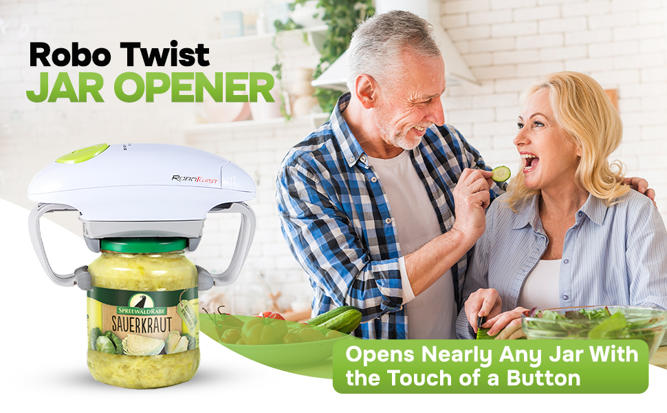 Robotwist Electric Jar Opener Top Rated for Seniors, Deluxe Model with Improved Torque, 1 Touch Automatic Easy Jar Opener for Weak Hand and Arthritis – Works on All Jar Sizes