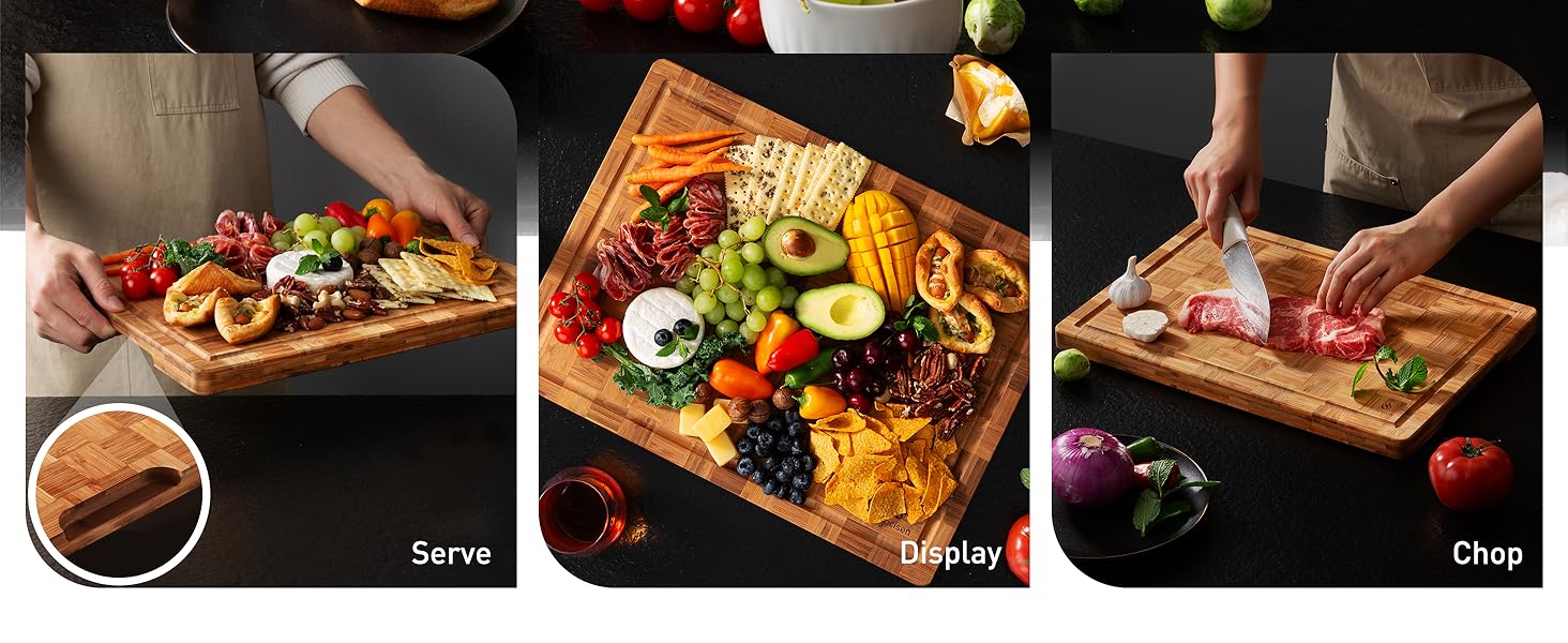 XXX Large Bamboo Cutting Board with Non Slip Feet and Over Sink Butcher Block Chopping Board Nice Solid Thick Wooden Juice Groove Huge Big XXl xlarge Best Hardwood Kitchen Counter Organic