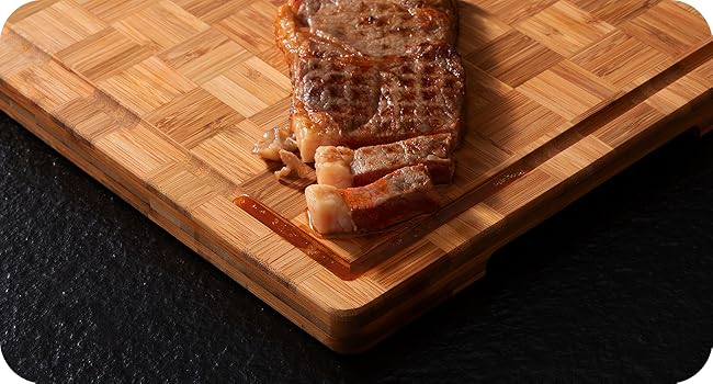 3 Pack Heavy Duty Bamboo Cutting Board Set Non Toxic Wooden Cutting Board for Kitchen Non Slip Solid End Grain Thick Wood Juice Groove Chopping Board Extra Large Butcher Block Best House Warming Gift