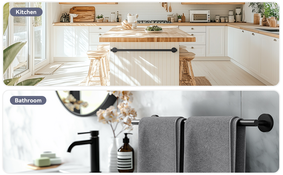 Matte Black Towel Bar Set, 24 Inch Bathroom Hardware Set, Wall Mounted Bathroom Towel Holder Set, Modern Bathroom Accessories, Durable SUS304 Stainless Steel, 4-Piece