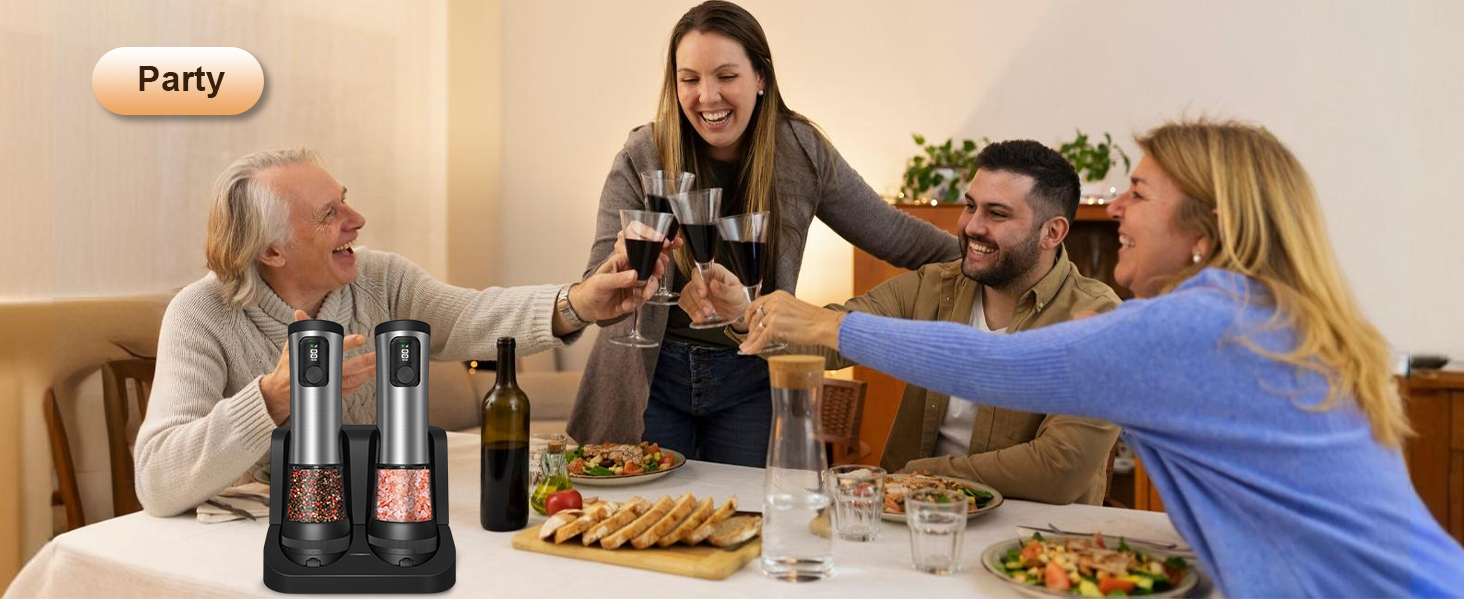 Electric Salt and Pepper Grinder Set, 2-Speed Setting, Stainless Steel Rechargeable Automatic Pepper Mill Shakers with USB Charging Base,100ml Large Capacity, External Adjustable Coarseness,LED Light