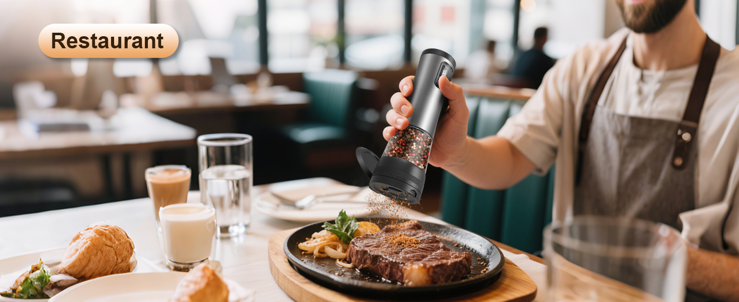 Electric Salt and Pepper Grinder Set, 2-Speed Setting, Stainless Steel Rechargeable Automatic Pepper Mill Shakers with USB Charging Base,100ml Large Capacity, External Adjustable Coarseness,LED Light