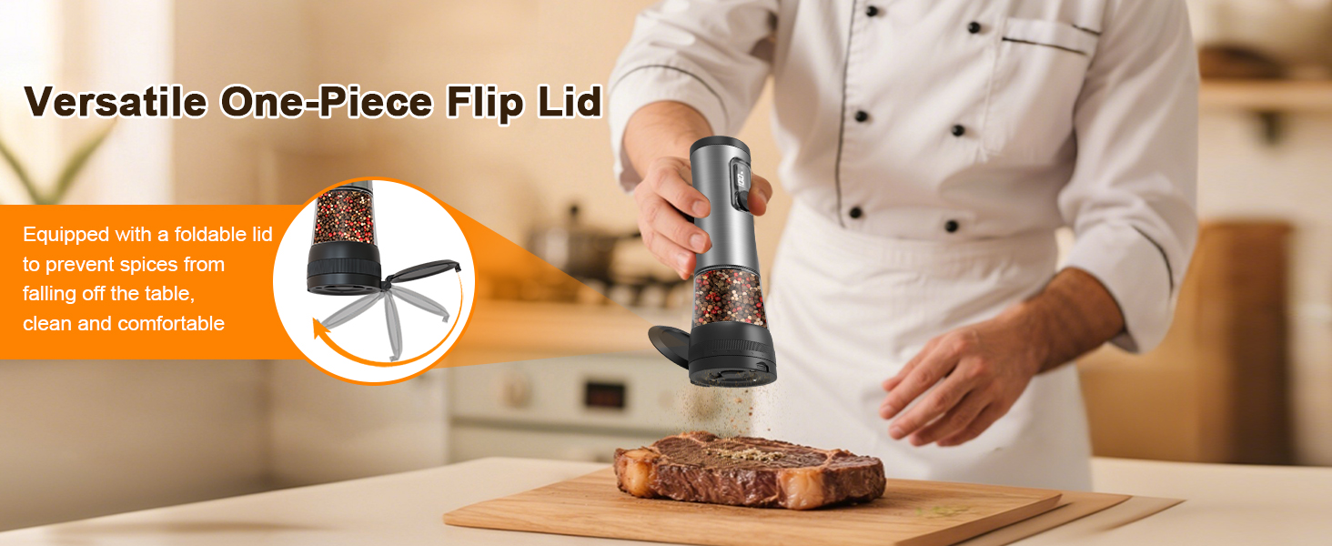 Electric Salt and Pepper Grinder Set, 2-Speed Setting, Stainless Steel Rechargeable Automatic Pepper Mill Shakers with USB Charging Base,100ml Large Capacity, External Adjustable Coarseness,LED Light