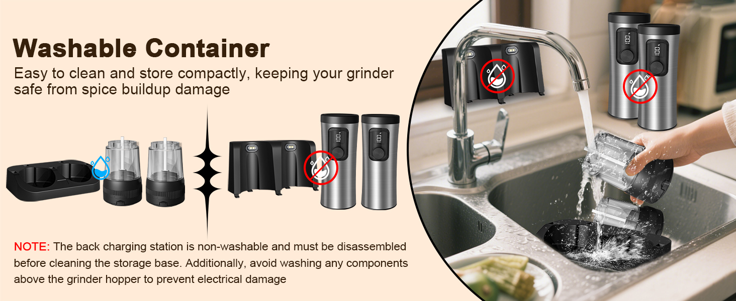 Electric Salt and Pepper Grinder Set, 2-Speed Setting, Stainless Steel Rechargeable Automatic Pepper Mill Shakers with USB Charging Base,100ml Large Capacity, External Adjustable Coarseness,LED Light