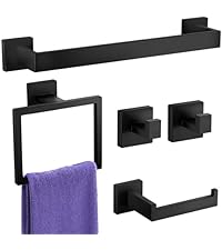 Bathroom Hardware Accessories Set: 10-Pieces Bath Towel Bar Set, Towel Racks for Bathroom Wall Mounted, SUS304 Stainless Steel, Matte Black