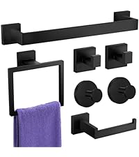 Bathroom Hardware Accessories Set: 10-Pieces Bath Towel Bar Set, Towel Racks for Bathroom Wall Mounted, SUS304 Stainless Steel, Matte Black