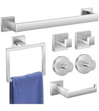 Bathroom Hardware Accessories Set: 10-Pieces Bath Towel Bar Set, Towel Racks for Bathroom Wall Mounted, SUS304 Stainless Steel, Matte Black