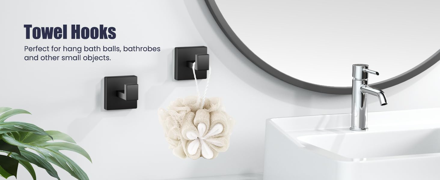 Bathroom Hardware Accessories Set: 10-Pieces Bath Towel Bar Set, Towel Racks for Bathroom Wall Mounted, SUS304 Stainless Steel, Matte Black