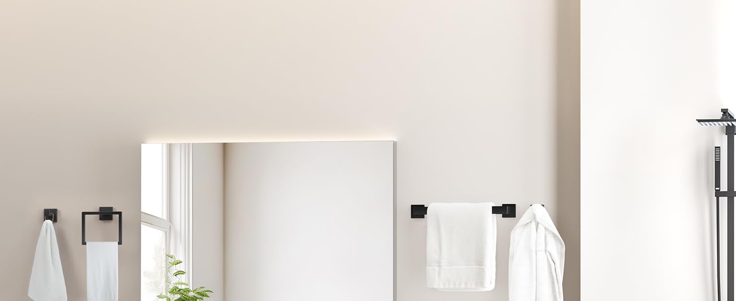 Bathroom Hardware Accessories Set: 10-Pieces Bath Towel Bar Set, Towel Racks for Bathroom Wall Mounted, SUS304 Stainless Steel, Matte Black