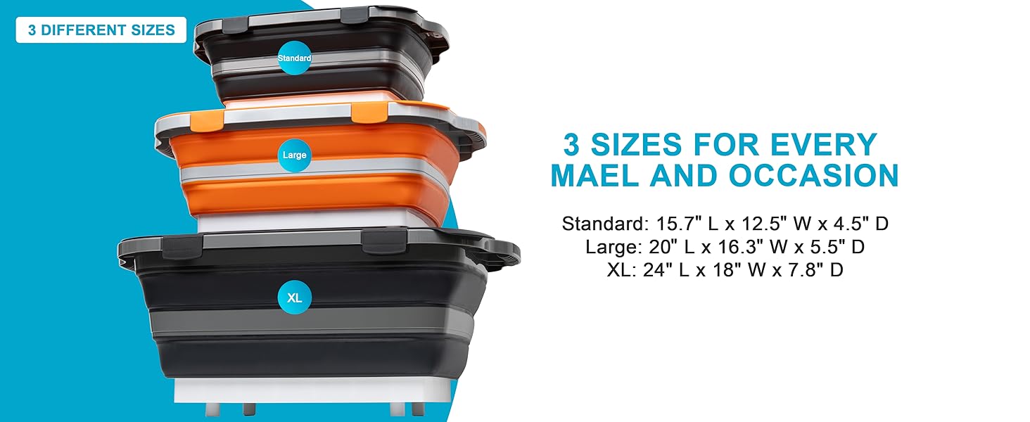 Collapsible Cutting Board(2.11 Gal/8L), BBQ Prep Tub with Locking Lid, Foldable Camping Sink with Colander, Multifunction Dish Basin for Kitchen, Bowl, Vegetable and Fruit, Storage Basket for Picnic