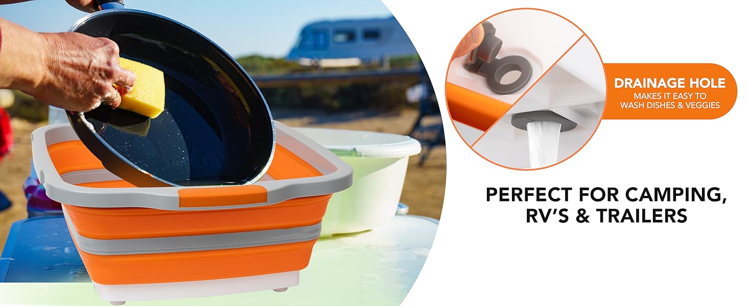 Collapsible Cutting Board(2.11 Gal/8L), BBQ Prep Tub with Locking Lid, Foldable Camping Sink with Colander, Multifunction Dish Basin for Kitchen, Bowl, Vegetable and Fruit, Storage Basket for Picnic