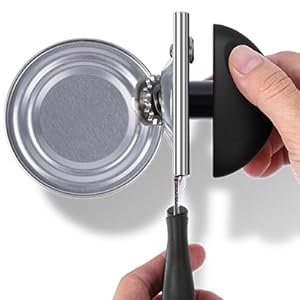 Can Opener Manual Heavy Duty, UHIYEE Hand Held Can Openers for Seniors with Comfort Grip Sharp Blade, Solid Steel Hand Manual Can Open with Magnet for Kitchen Camping, Black