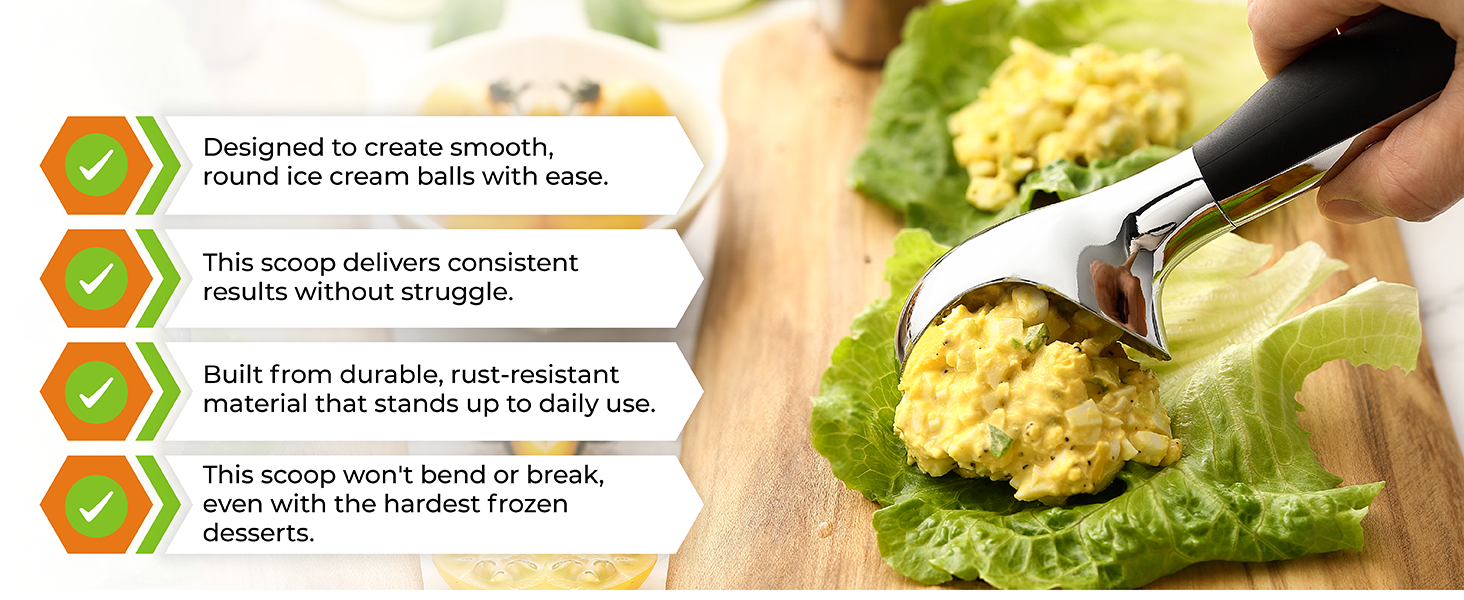 Spring Chef Heavy Duty Metal Ice Cream Scoop - Dishwasher Safe Ice Cream Scooper, Commercial Icecream Scoop Spade, Professional Kitchen Tool for Gelato, Melon, Sundae, Cookie Spoon - Black