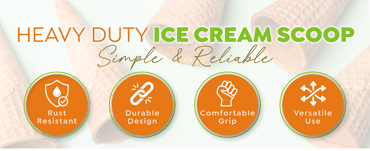 Spring Chef Heavy Duty Metal Ice Cream Scoop - Dishwasher Safe Ice Cream Scooper, Commercial Icecream Scoop Spade, Professional Kitchen Tool for Gelato, Melon, Sundae, Cookie Spoon - Black