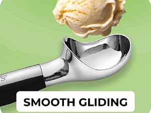 Spring Chef Heavy Duty Metal Ice Cream Scoop - Dishwasher Safe Ice Cream Scooper, Commercial Icecream Scoop Spade, Professional Kitchen Tool for Gelato, Melon, Sundae, Cookie Spoon - Black