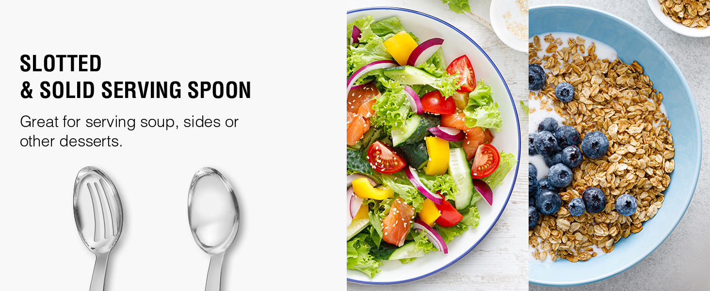 Stainless Steel Cooking Utensils Set, 7PCS Kitchen Utensils Set, Durable Kitchen Utensils - Meat Fork, Solid Serving Spoon, Ladle, Pasta Fork, Skimmer, Slotted Serving Spoon, Slotted Spatula