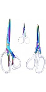 Real Left handed scissors for adults with comfortable 3-color ergonomic handle, perfect for adult, office, crafts,sewing,kitchen, and school.