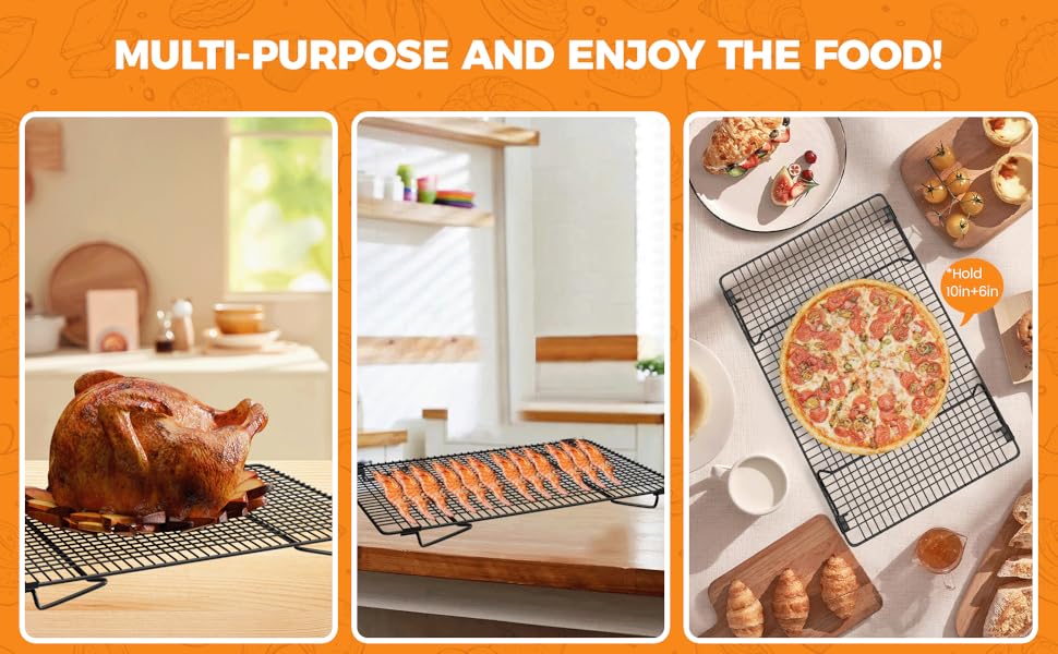 3 Layer Detachable Collapsible Cooling Racks, 17 * 11 Inch Cooling Wire Rack Stackable Drying Rack Cookie Rack Bread Cooling Rack