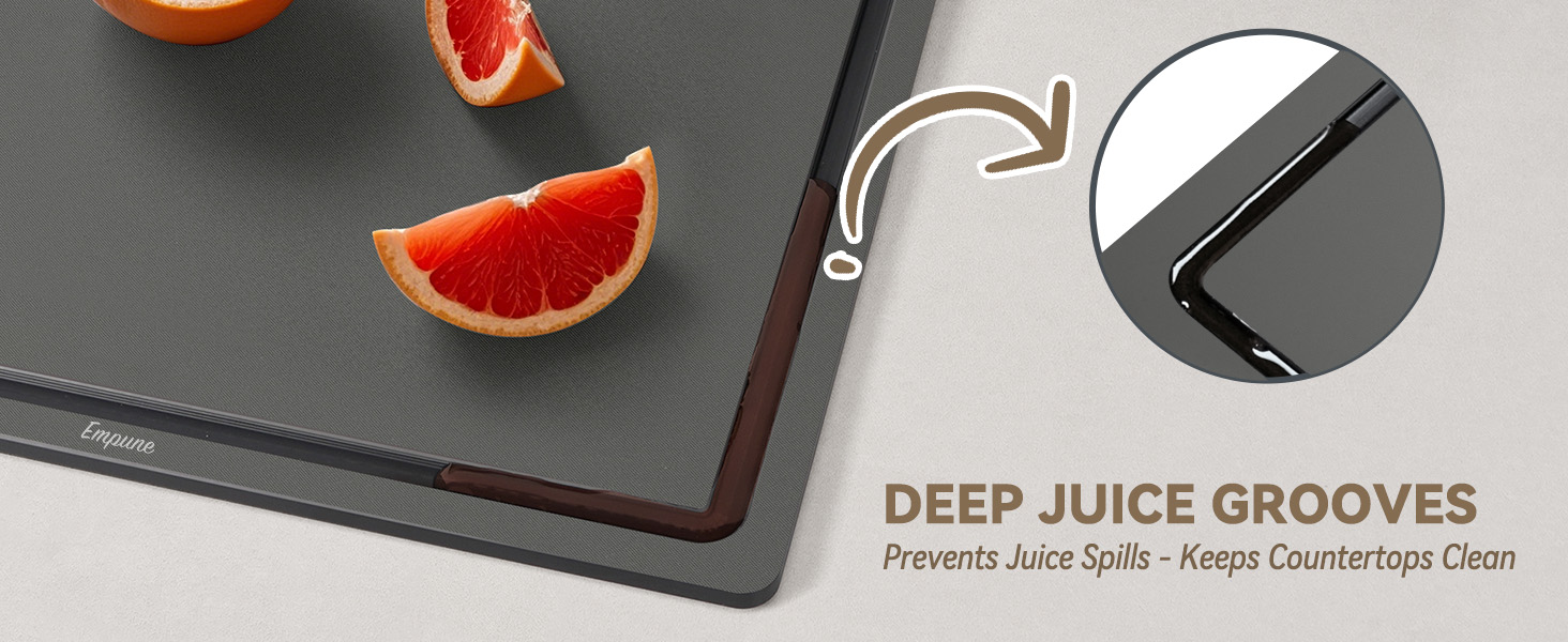 Empune Plastic Cutting Board Set, Recycled Plastic Cutting Boards for Kitchen (Set of 3), Dishwasher Safe Large Chopping Board with Holder, Non-slip Feet and Juice Grooves, Nonporous, Grey