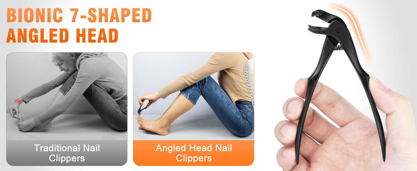 DRMODE Toenail Clippers for Thick Toenails for Seniors, Upgraded Long Handled Angled Head Toe Nail Clippers for Men Thick Nails with Wide Opening, Large Finger Nail Clippers Adult with Catcher