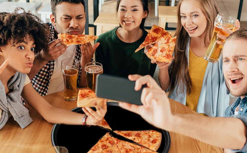 Round Pizza Pan for Oven,13 Inch Pizza Pan Compatible with Breville Smart Oven BOV800PP BOV800XL, Non-Stick Round Baking Pan Replacement for Breville Smart Oven Air Fryer Pro Accessories, Black