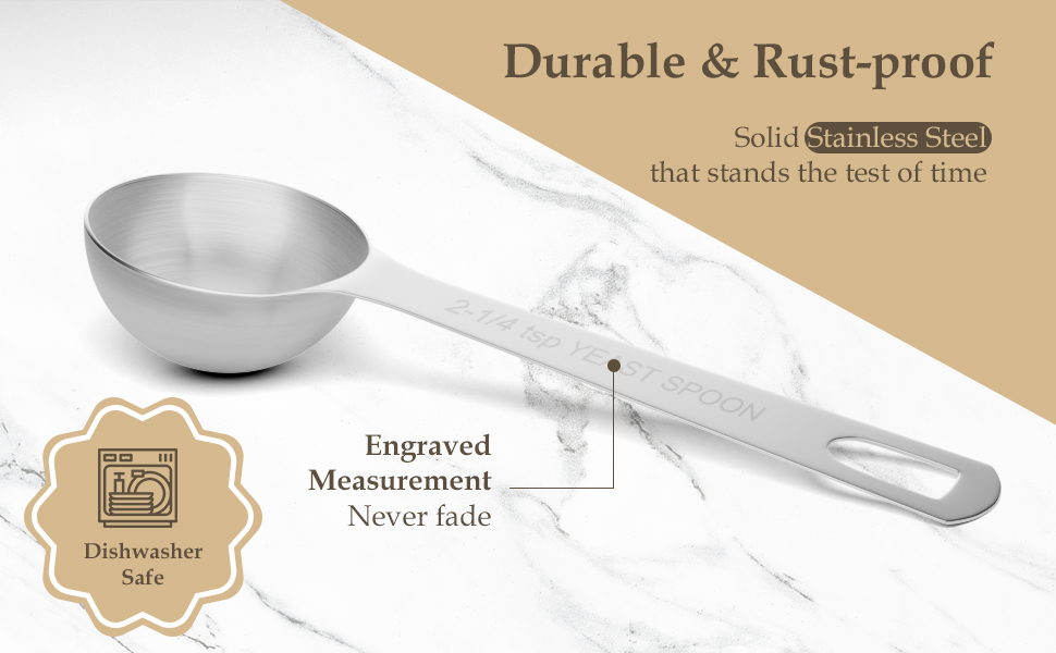 1PCS Yeast Measuring Spoon, Stainless Steel 2-1/4 Teaspoons, 2.25tsp, 0.25 Ounces