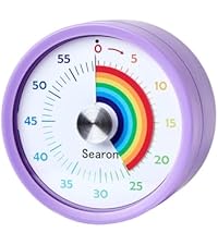 Searon Magnetic Visual Timer, Quiet Dial Timer with LED Alert, Easy Time Management for Kitchen & Kids, Compact 3.15 Inch (Blue)