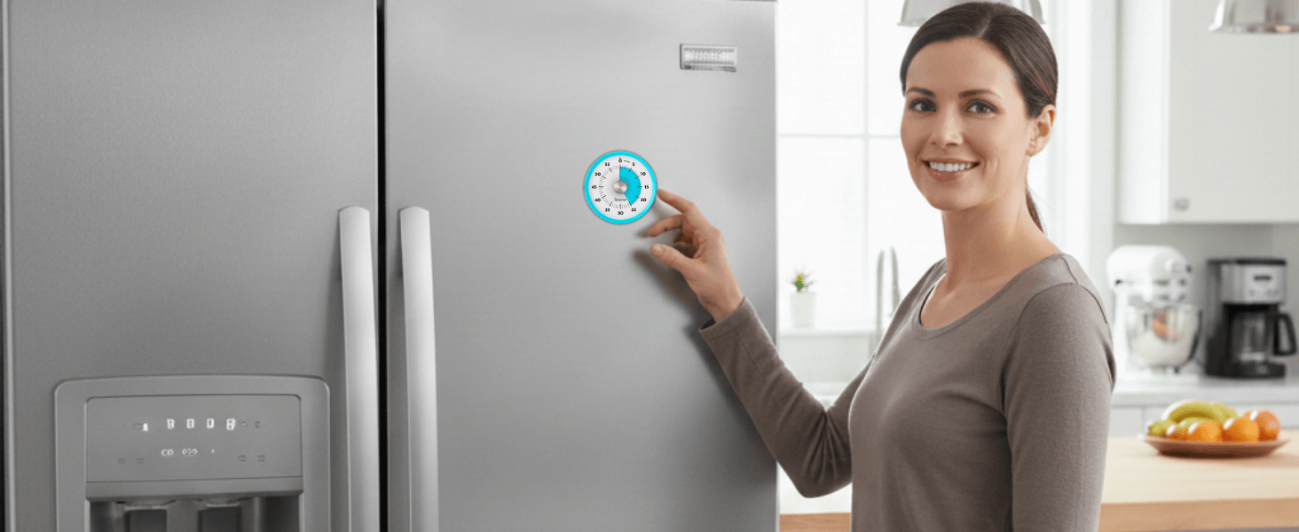 Searon Magnetic Visual Timer, Quiet Dial Timer with LED Alert, Easy Time Management for Kitchen & Kids, Compact 3.15 Inch (Blue)